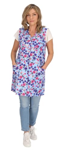 Schuerzenfabrik 7/8 Kasack Baumwolle bunt Schürze kurz ohne Arm Kochschürze, Farbe:hellblau, Größe:50