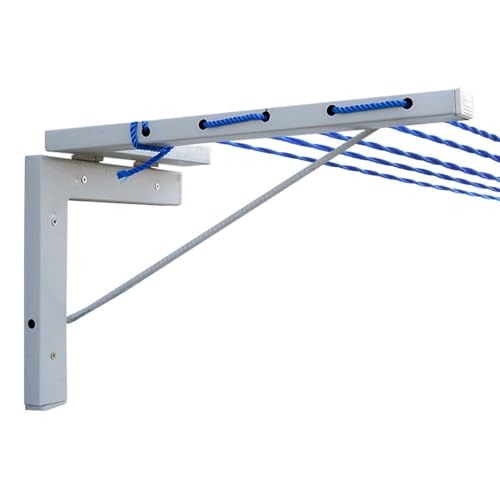 Image of Heavy Duty 5 Layer Wall Mount Cloth Drying Stand for Balcony with 50 Feet Rope | Foldable Clothes Drying Stand | Wall Mounted Cloth Drying Stand (L Type)