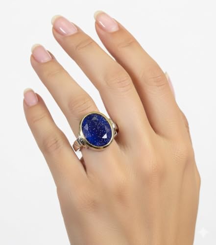 Image of 55Carat Choose Your Color Natural Gemstone Sterling Silver Statement Rings Oval Shape Handmade Sizes 5-12