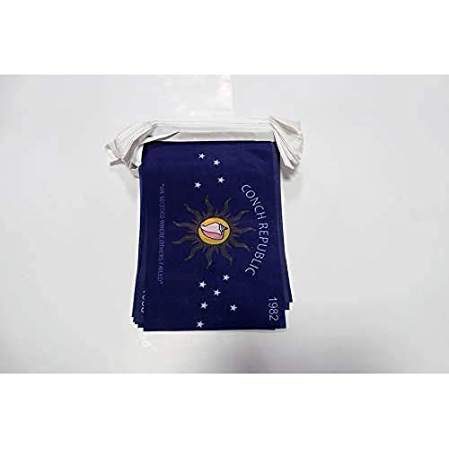 Image of AZ FLAG Conch Republic Flag Garland - 6 Metres with 20 Key West Flags 21 x 14 cm - Small Flags 100% Polyester - 60g