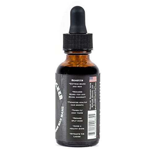 Image of Badass Beard Care Beard Oil For Men - The Bushwhacker Scent 1 oz - All Natural Ingredients Keeps Beard and Mustache Full Soft and Healthy