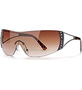 DQbhzh Y2K Glasses 2000s Sunglasses Cool Glasses Rimless Y2K Sunglasses for Women Men Trendy Shie...