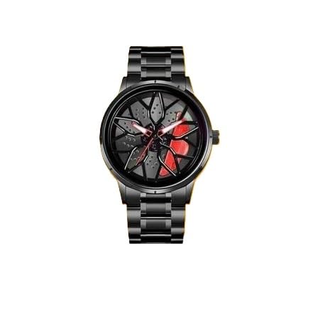 Men Rotating Wheel Inspired Analog Wrist Watch with Durable Metal Strap and Round Dial Black Free Size-picture-48