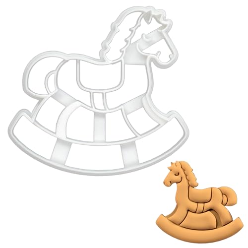 BAKERLOGY Rocking Horse Cookie Cutter - Detailed Biscuit Cutter Design for Baking and Crafts, ideal on fondant, dough, clay