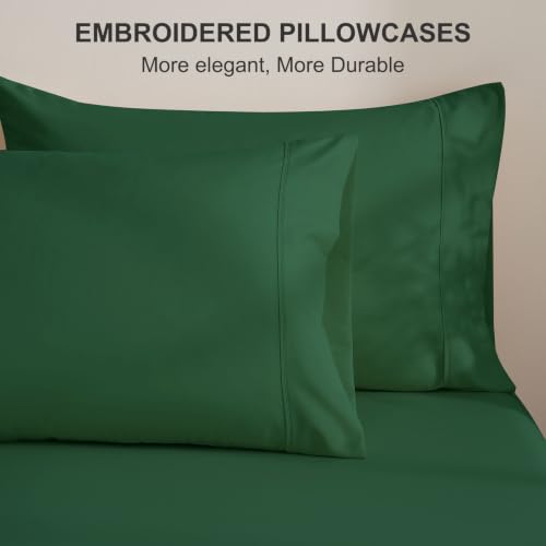 4 Piece King Size Sheets Set, Breathable & Cooling King Sheets-Forest Green - image 6