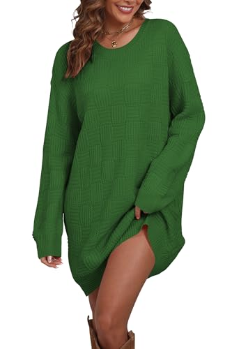 Cakulo Womens Checkered Sweater Dress Oversized Fall Winter Long Pullover Sweaters Casual Loose Knit...