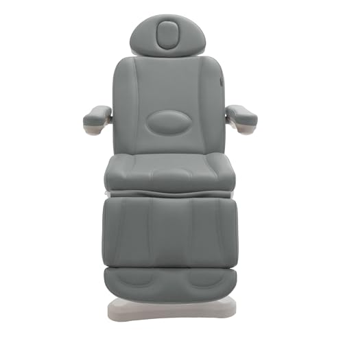 Image of SKINACT Malibu Electric Medical Spa Facial Treatment Chair /Table with 240 Swivel Base, Adjustable Backrest, Leg Rest and Wired Hand Remote Control (Gray)