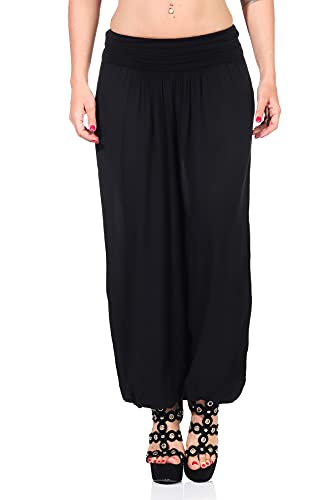 Danaest Pantalones bombachos para mujer (648) Negro Talla única