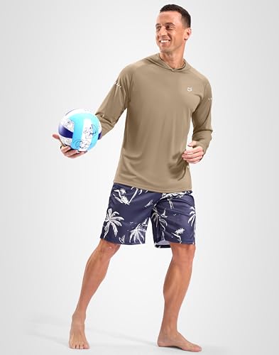 Image of Men's Sun Protection Hoodie Shirts Long Sleeve UPF 50+ Swim Shirts for Men Rash Guard Fishing Shirt Quick Dry