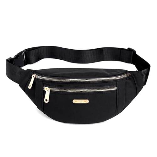 Pochete para mulheres, bolsa de cintura moderna com alça ajustável para viagens, esportes, corrida, ciclismo., Preto, 11.8 x 5.5 x 2.5 inches, Bolsa de peito unissex