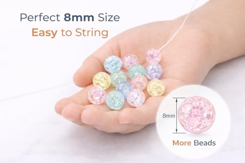 Image of Ambitieux DIY Bracelet Making Kit - 575+ Beads Jewelry Set with Glass, Double, Charms Pendants Accessories, Evil Eye, Elastic Thread, Cutter & Jute Bag - Craft Kit for Girls, Kids & Adults birthday 2 3 4 5 6 7 8 9 years (Crackle)