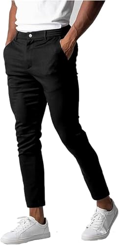 Foueo Active Chinos, Mens Chinos Slim Fit Stretch Skinny Tapered Dress Pants, Mens Slim Fit Joggers Mens Skinny Pants