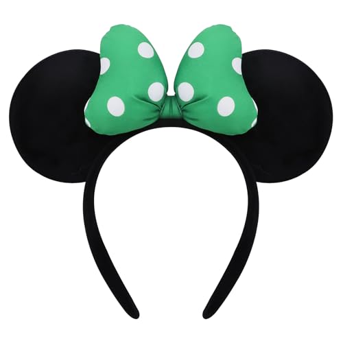 Image of ODOCARE Handmade Mouse Ears Headband for Women and Ladies, Polka Dot Bow Mini Ears Costume Accessories