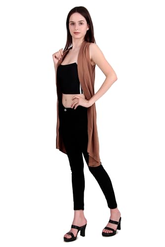 Image of NIMBLE Women's Open Front Sleeveless Cotton Long Shrugs | Modern Fashionable Cardigan for Casual & Formal Wear | Comfortable & Stylish Outerwear For Party