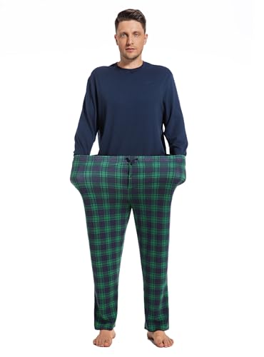 SlumberMee Mens Pajama Set Soft Cotton Viscose Pjs Long Sleeve Sleepwear 2 Piece Brushed Lining Loungewear with Pockets3