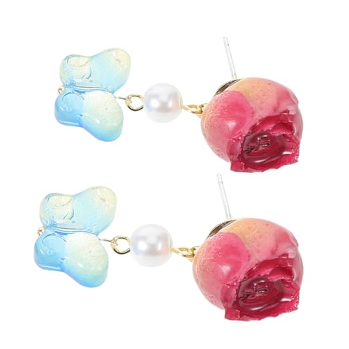 iplusmile 花のドロップイヤリング 女性用 バラ デザイン 蝶 アンティーク風 ドライフラワー 風 ウェディング コスプレ クリスマス 新年 パーティー おしゃれ 着け心地軽量