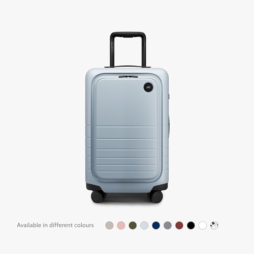 Image of Monos Carry-On Pro Plus Luggage 23 Inch - Hardside Spinner Suitcase with TSA Lock & Laptop Front Pocket | Airline Approved, 42L Polycarbonate Rolling Carry On | Fits 16 inch Laptop | Blue Haze