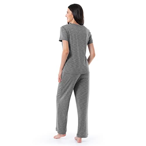 Image of Fruit of the Loom womens Short Sleeve Tee and Pant 2 Piece Sleep Set