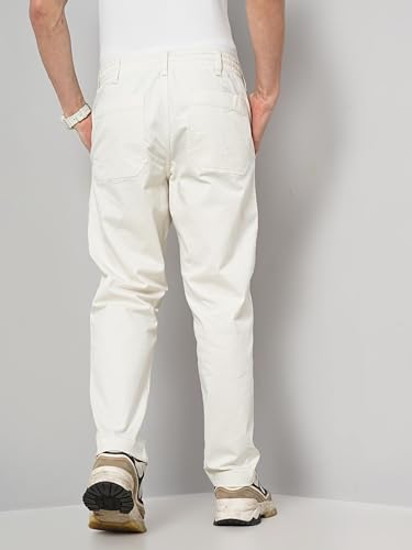Image of Celio Men Beige Solid Regular Fit Cotton Trendy Cargo Casual Trousers