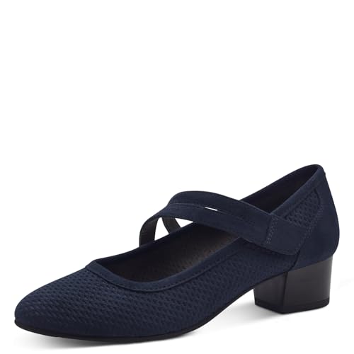Jana Damen Pumps mit Riemen Kleiner Absatz Vegan, Blau (Ocean...