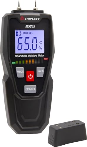 Image of Triplett MS245 Pin /Pinless Moisture Meter for Wood and Building Materials with Audible Indicator