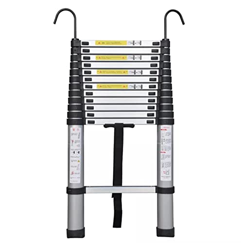 Telescoping Aluminum Ladder 16.7FT, Extension Ladder with Hook for Roofing, RV, Outdoor Work, Lightweight Compact Design for Home &amp; Professional Use