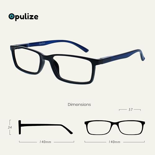 Image of OPULIZE SEE Reading Glasses with Blue Light Blocking for Women and Men, Narrow Frame, Spring Hinges, Computer Gaming Glasses, Black,Grey +3 (Pack of 2)
