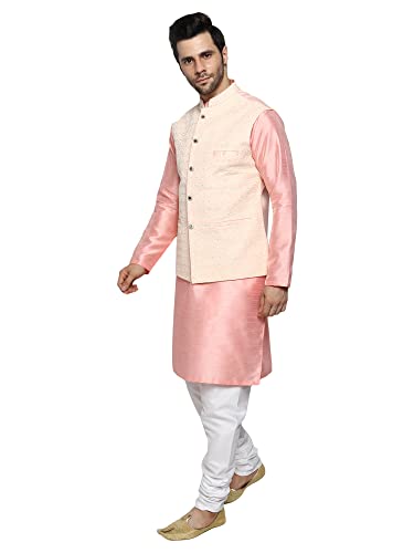 Image of Uri and MacKenzie Men's Silk Blend Kurta Pajama with Designer Ethnic Nehru Jacket /Modi Jacket