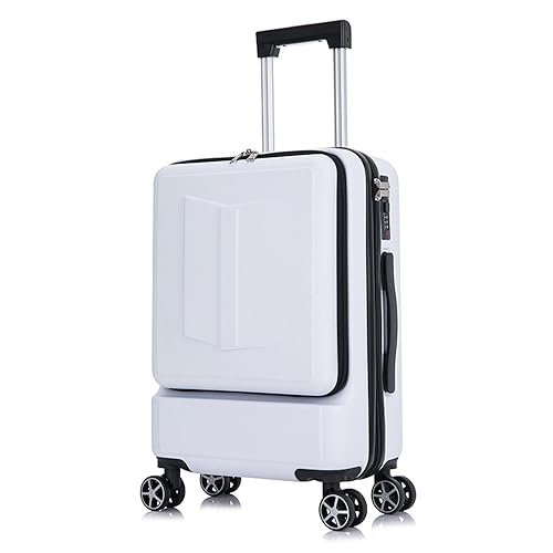 Hardside Luggage with Spinner Wheels and TSA Lock, 8 Spinner Wheels Luggage Lightweight Carry on Suitcase with Front Pocket, Travel Luggage Hard Shell Lightweight Rolling Suitcases (24 inch, White)