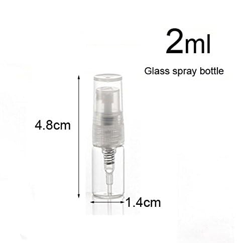 Elfenstall- 10pcs Mini Clear 2ml 5/8 Dram Fine Mist Atomizer Vial Glass Bottle Spray Refillable Perfume Empty Sample Bottle Clean Cloth for Travel Party Free 3ML Dropper4
