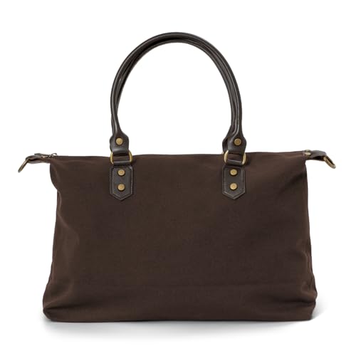 Bolso Leonardo Belorias Marrón Chocolate Personalizable con Iniciales Bordadas, con Asas de Piel Marrón, 47x32 cm, Incluye Correa Marrón