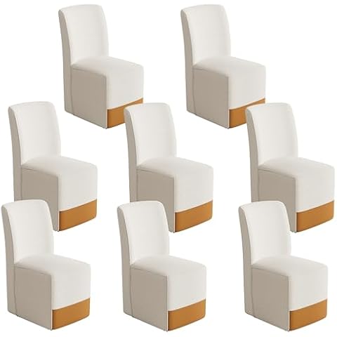 Dining Chairs with Casters Set of 8, Modern Chenille Fabric Upholstered Rolling Dining Chair with 4 Casters, Easily Moved Sofa Chair for Reading Room Waiting Room Kitchen Dining Room Bedroom Cover