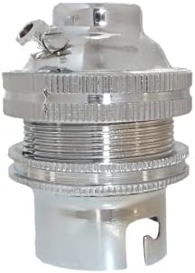 B22 Solid Brass Earthed Lamp Bulb Holder with 10mm Threaded Entry