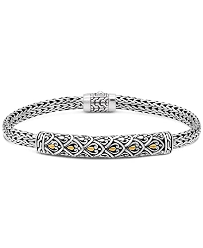 Image of DEVATA Sterling Silver 925 Bali with Dragon Bone Tulang Naga /Borobudur /Wheat Paddy Chain Bracelet