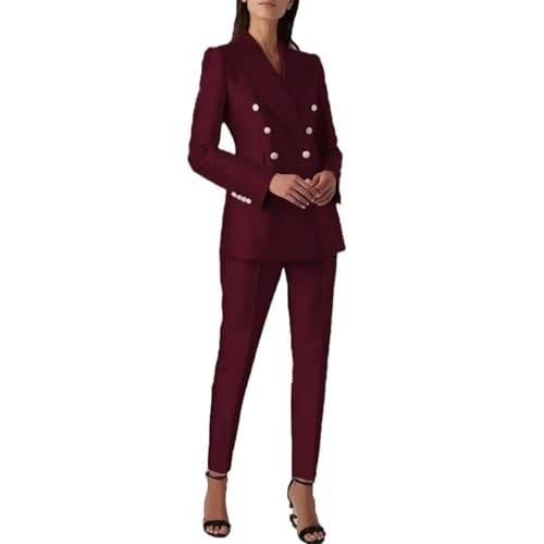 Satin Suit Women Two Piece Outfits Blazer Jacket and Pants Business Fashion Suit Sets (Blazer+Pants)