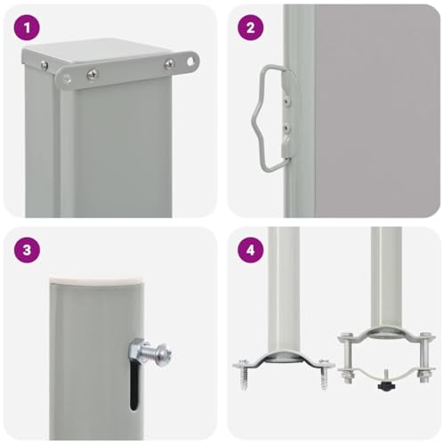 Store latéral extensible en fer et polyester gris haute densité anti-UV - 8