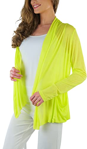 Image of ToBeInStyle Womens Open Front Long Sleeve Lightweight Asymmetrical Draped Cardigan with Side Pockets