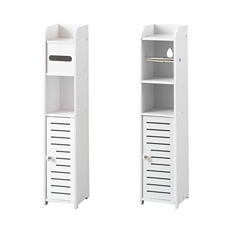 Small Bathroom Storage Cabinet-Toilet Paper Roll Holder,Set of 2 Toilet Paper Cabinet with Roll Extender Fit for Toilet Paper Storage,Waterproof Bathroom Storage Cabinet for Small Space,by AOJEZOR Cover