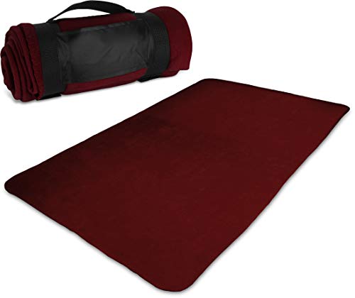 Storfisk fishing & more Campingdecke Picknickdecke Fleece, 180 cm x 110 cm mit abnehmbarem Tragegriff, Farbe :Bordeaux