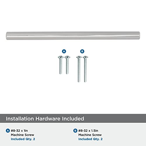 Image of Amerock 5-1 /16 inch Bar Pulls Polished Nickel Drawer Pull | 5-1 /16 inch (128mm) Center-to-Center Mounting Distance and 7-3 /8 inches Overall Length, Durable Carbon Steel Cabinet Hardware