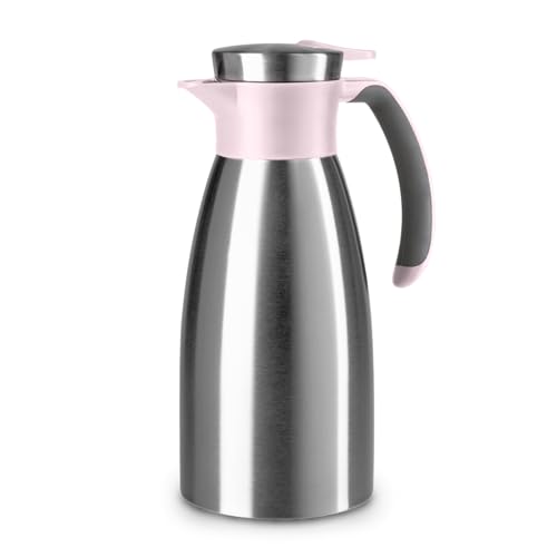 Emsa Soft Grip Isolierkanne, 1 Liter, Edelstahl, 12 Stunden heiß + 24 Stunden kalt, Auslaufsicher, Rutschfester Griff, Farbe Puderrosa, N4120300 Emsa Soft Grip Isolierkanne, 1 Liter, Edelstahl, 12 Stunden heiß + 24 Stunden kalt, Auslaufsicher, Rutschfester Griff, Farbe Puderrosa, N4120300