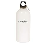 Molandra Products #ukraine - 20oz Hashtag Stainless Steel White Water Bottle with Carabiner, White