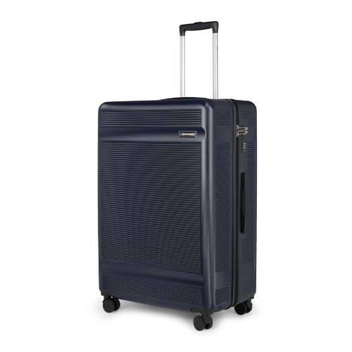 Image of SWISS MILITARY Pascal Hard 79cm Lightweight PC Large Check in Travel Luggage Trolley Bag, Anti-Theft Zippers & 3-Dial Lock, 360 Wheels, Wet Pocket & Aluminium Handle Suitcase Capacity 143L-Navy