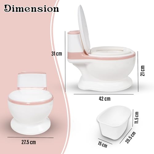 Image of WISHKEY Plastic Comfortable Baby Western Style Toilet Training Pink Potty Seat For Kids With Upper Closing Lid and Removable Bowl (Pack Of 1 Pink)