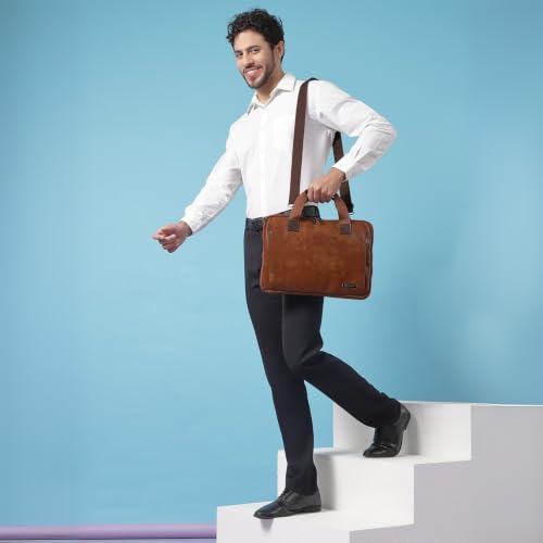 Image of VISMIINTREND Stylish Leather Laptop Bags for Men & Women | Office, Messenger, Shoulder, Handbag | Fits 13 inch,14 inch, 15.6 Inch Laptops, Macbook | Corporate Gifts for Men, Clients, Employees