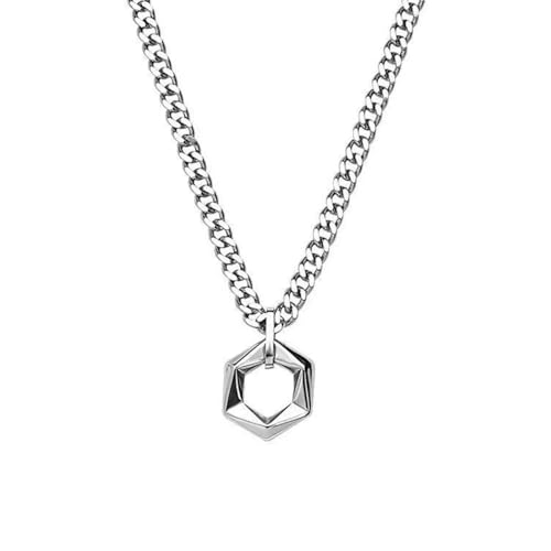 Pendentif hexagonal géométrique collier en acier à porter au travail ou en soirée