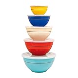 Melamine Bowls with Lids, 10-Piece Set Solid Colors