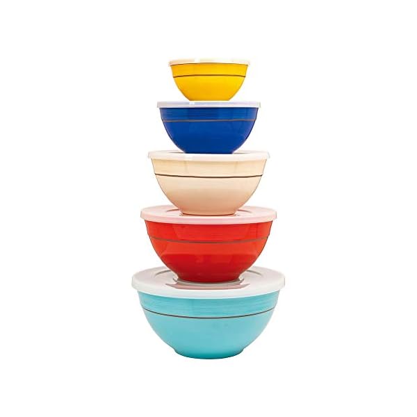Melamine Bowls with Lids, 10Piece Set Solid Colors Jay's Picks
