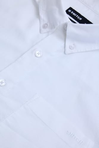 Image of SNITCH Men Formal Shirt | Regular Fit Long Sleeve Button-Down Collar Solid Style | 100% Cotton & Breathable Oxford Fabric for Office, Special Events & Smart Casual Wear