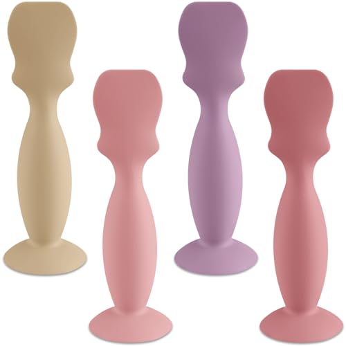 Image of Mini Size Baby Diaper Cream Spatula Applicator Soft Silicone Baby Butt Paste Spatula (4Pack, Cream/Lilac/Blush/Mauve)
